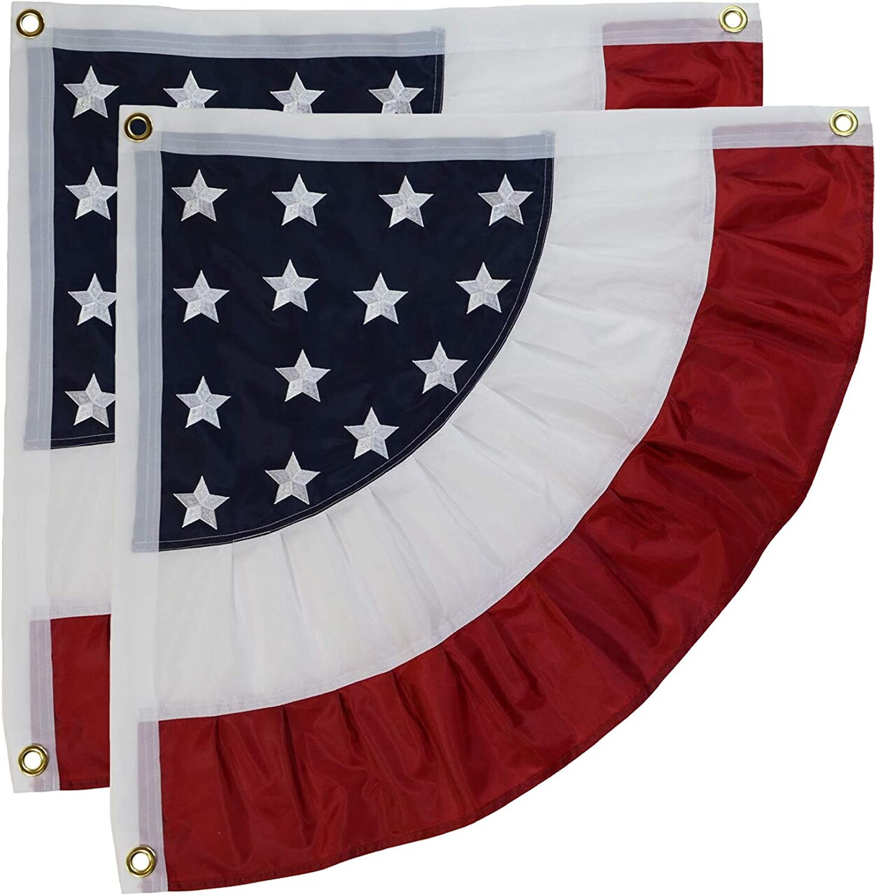 In the Breeze 3707 - Patriotic Ruffle Corner Bunting - Set of 2 - Outdoor Red, White and Blue Decoration